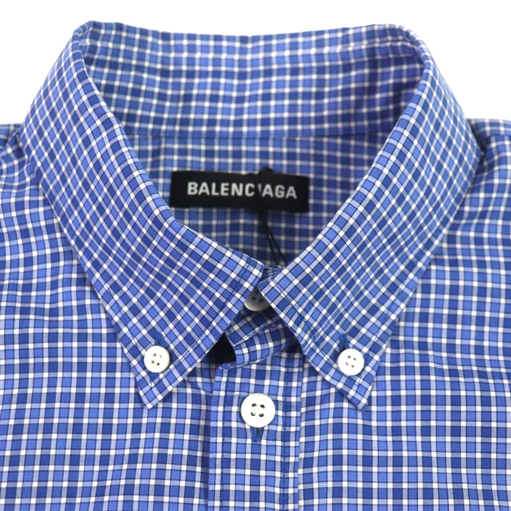 BALENCIAGA Short sleeve shirt 556913 Main: 100% cotton blue mens 37 Used Authentic