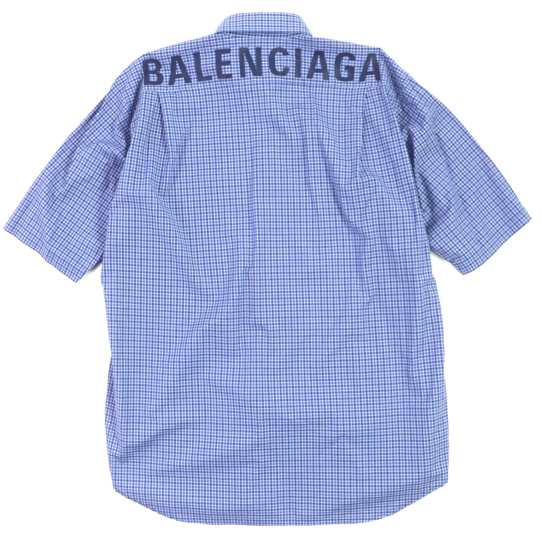 BALENCIAGA Short sleeve shirt 556913 Main: 100% cotton blue mens 37 Used Authentic