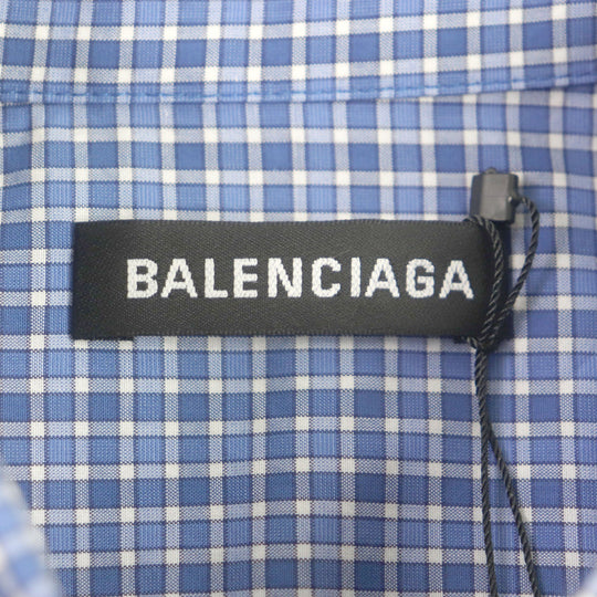 BALENCIAGA Short sleeve shirt 556913 Main: 100% cotton blue mens 37 Used Authentic