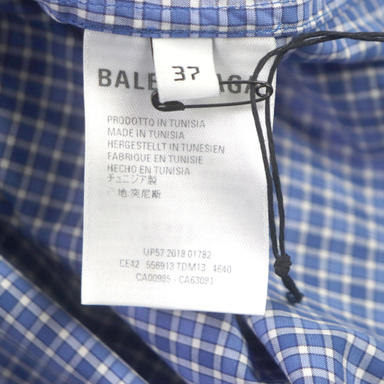 BALENCIAGA Short sleeve shirt 556913 Main: 100% cotton blue mens 37 Used Authentic