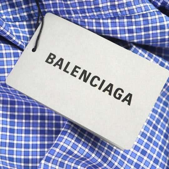BALENCIAGA Short sleeve shirt 556913 Main: 100% cotton blue mens 37 Used Authentic
