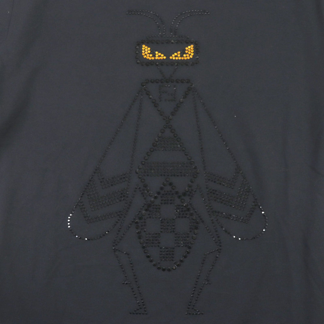 FENDI Short sleeve T-shirt FY0894 Main: 100% cotton, embroidery: 100% crystal black mens S Used Authentic