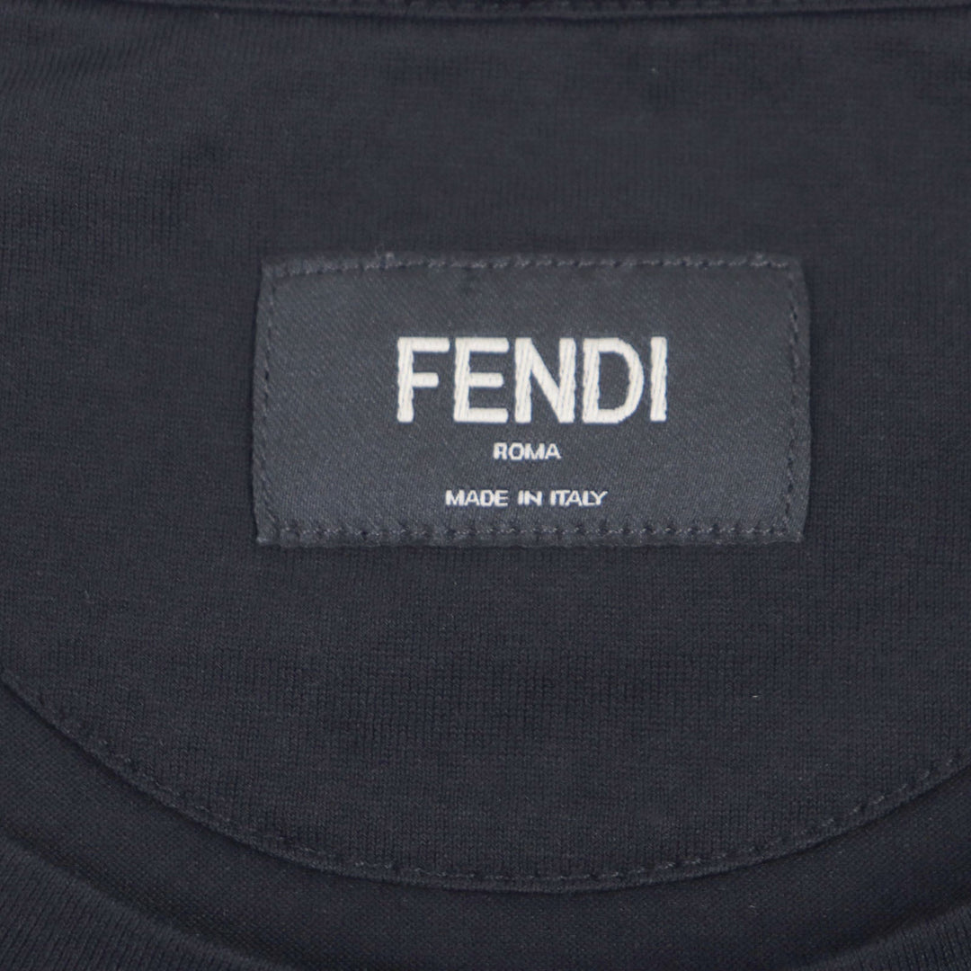 FENDI Short sleeve T-shirt FY0894 Main: 100% cotton, embroidery: 100% crystal black mens S Used Authentic