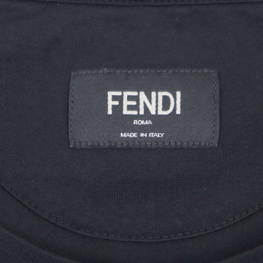 FENDI Short sleeve T-shirt FY0894 Main: 100% cotton, embroidery: 100% crystal black mens S Used Authentic