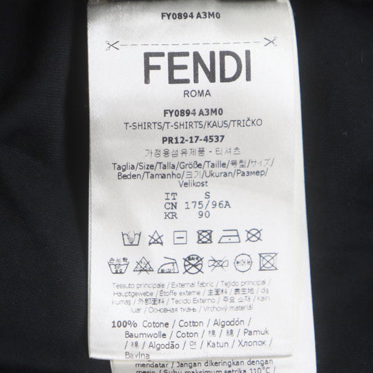 FENDI Short sleeve T-shirt FY0894 Main: 100% cotton, embroidery: 100% crystal black mens S Used Authentic