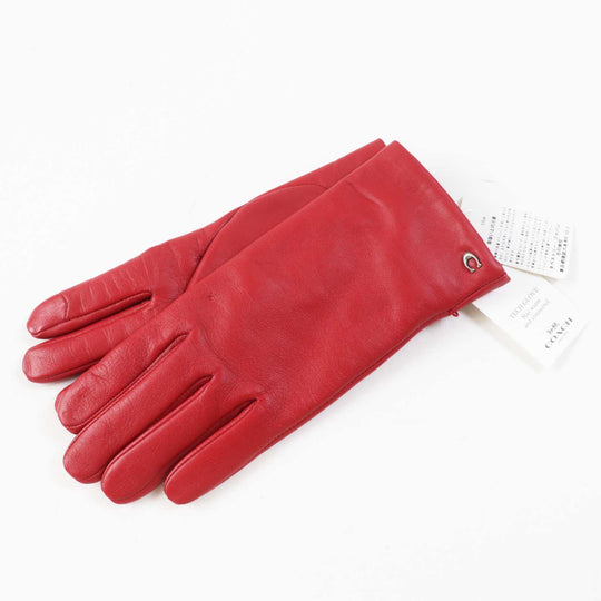 COACH gloves Main: Leather, Lining: 100% wool Red Women 7 Used Authentic