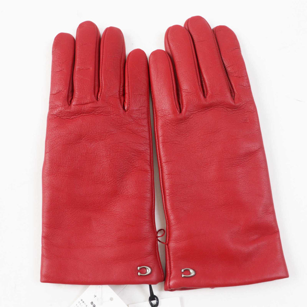 COACH gloves Main: Leather, Lining: 100% wool Red Women 7 Used Authentic