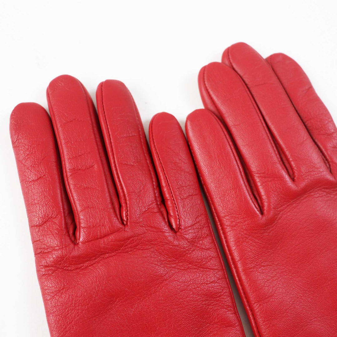 COACH gloves Main: Leather, Lining: 100% wool Red Women 7 Used Authentic