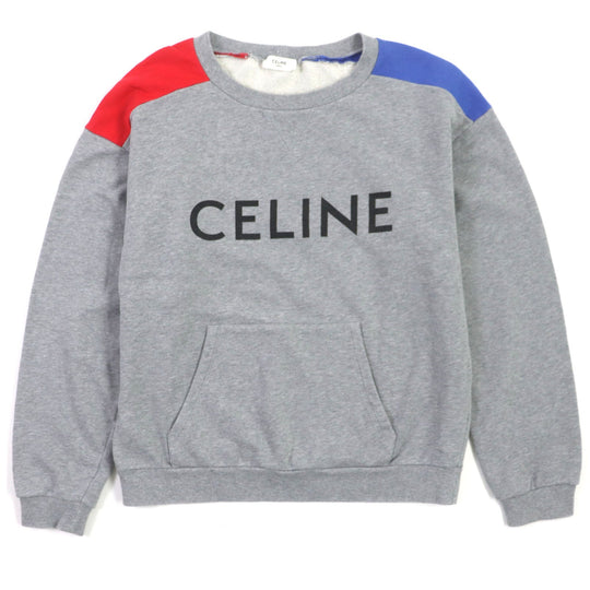 CELINE pullover 2Y819670Q Main: 100% cotton Grey Red Blue mens S Used Authentic