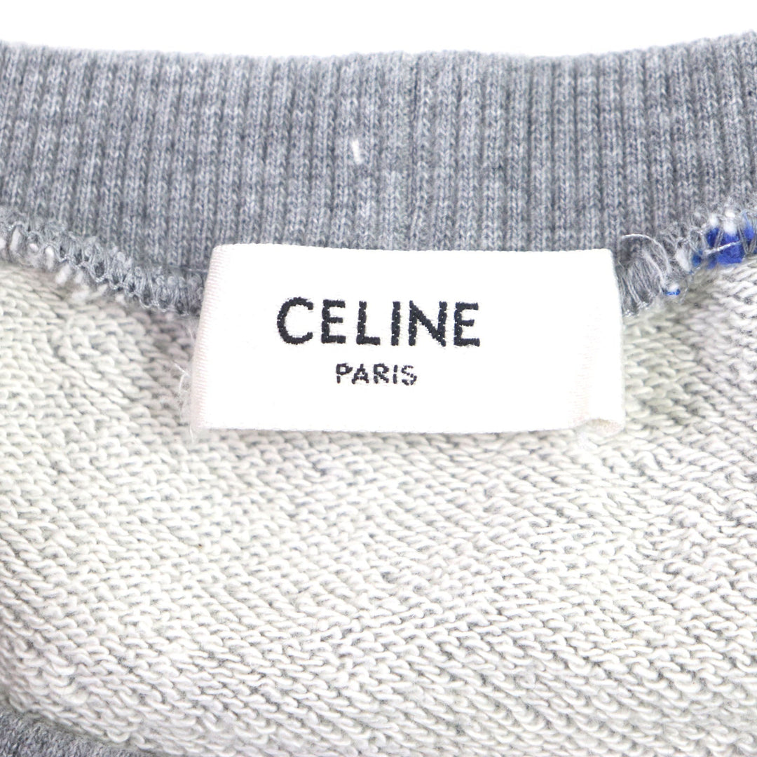 CELINE pullover 2Y819670Q Main: 100% cotton Grey Red Blue mens S Used Authentic