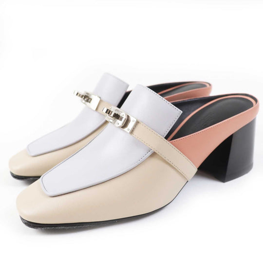 HERMES Mule Main: Leather Multi Blossom Women 36 1/2 Used Authentic