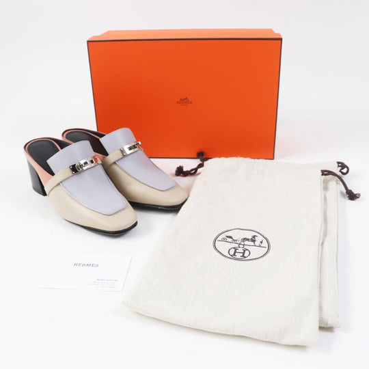 HERMES Mule Main: Leather Multi Blossom Women 36 1/2 Used Authentic