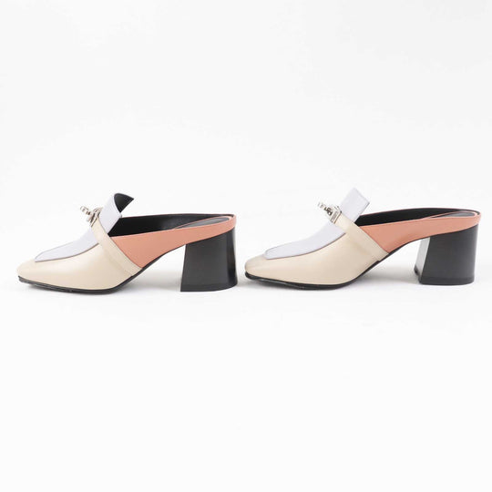 HERMES Mule Main: Leather Multi Blossom Women 36 1/2 Used Authentic