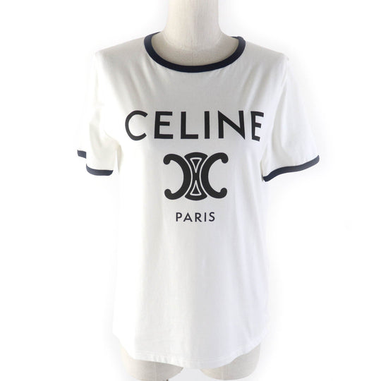 CELINE Short sleeve T-shirt 2X872671Q Main: 100% cotton White navy CELINE PARIS T-SHIRT IN COTTON JERSEY Women S Used Authentic