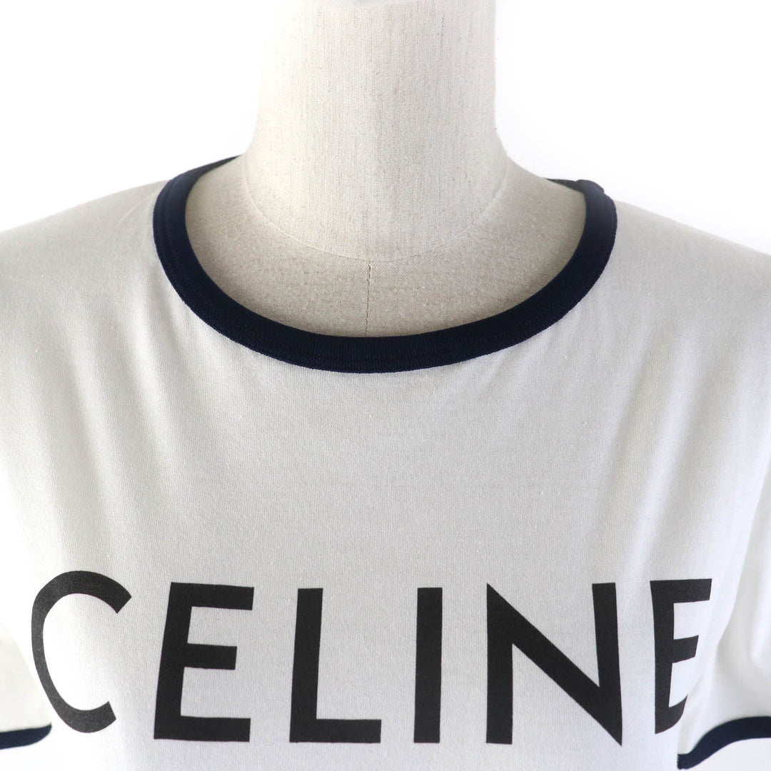 CELINE Short sleeve T-shirt 2X872671Q Main: 100% cotton White navy CELINE PARIS T-SHIRT IN COTTON JERSEY Women S Used Authentic