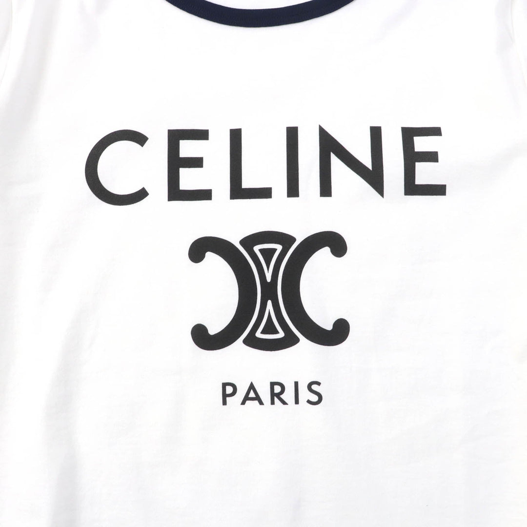 CELINE Short sleeve T-shirt 2X872671Q Main: 100% cotton White navy CELINE PARIS T-SHIRT IN COTTON JERSEY Women S Used Authentic