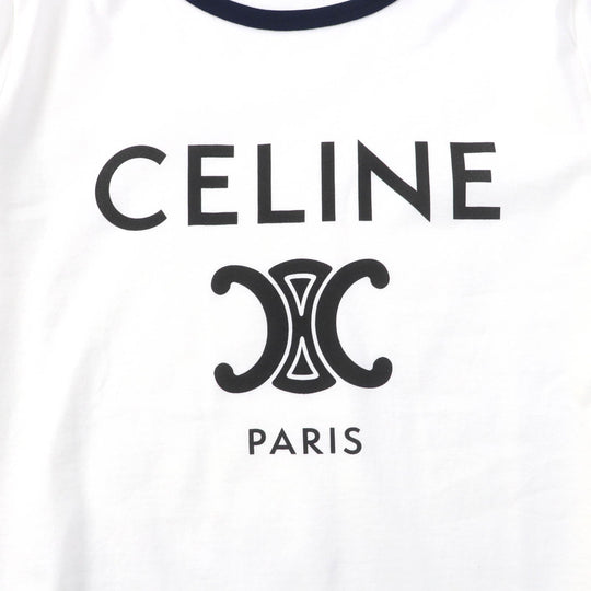 CELINE Short sleeve T-shirt 2X872671Q Main: 100% cotton White navy CELINE PARIS T-SHIRT IN COTTON JERSEY Women S Used Authentic