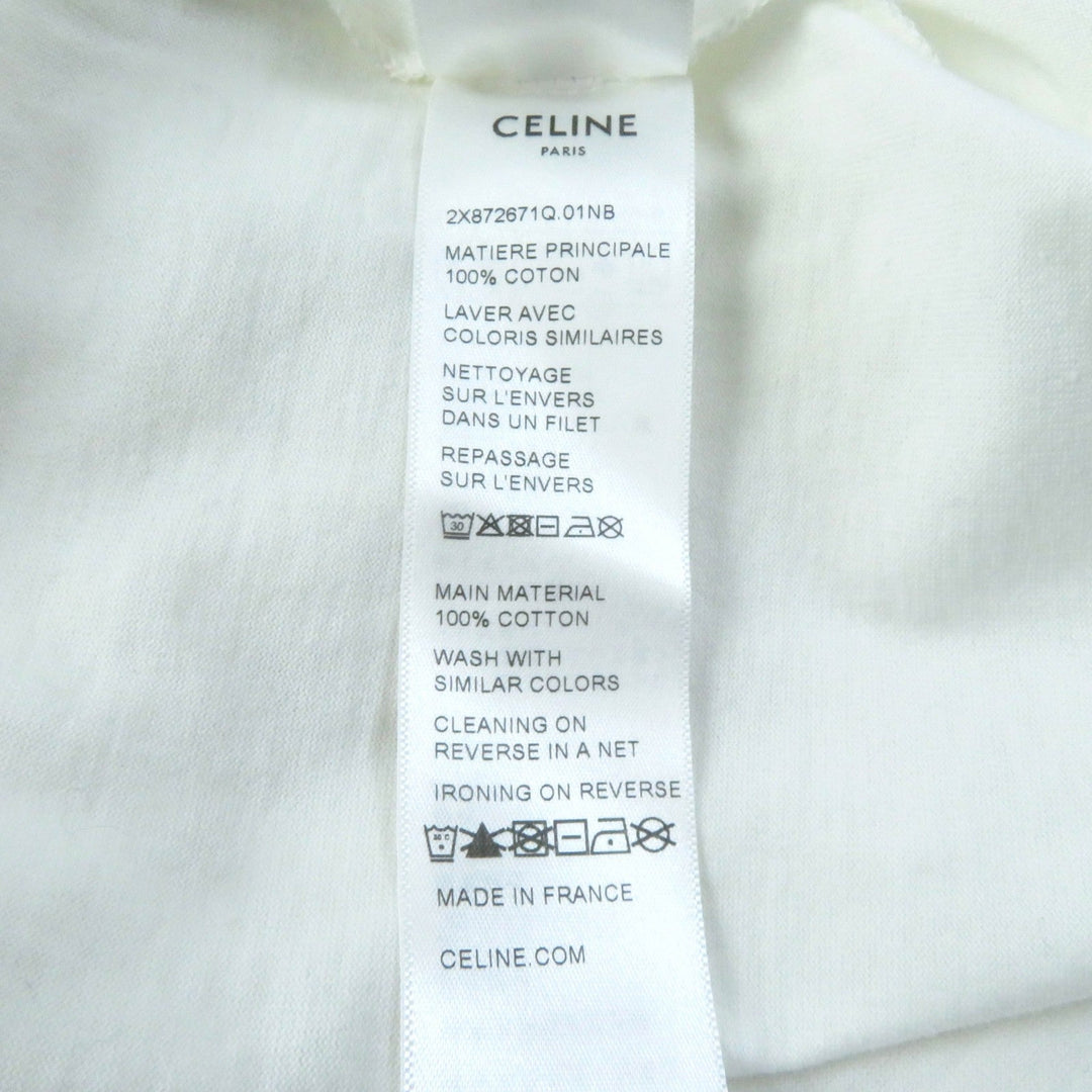 CELINE Short sleeve T-shirt 2X872671Q Main: 100% cotton White navy CELINE PARIS T-SHIRT IN COTTON JERSEY Women S Used Authentic