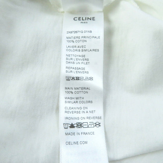 CELINE Short sleeve T-shirt 2X872671Q Main: 100% cotton White navy CELINE PARIS T-SHIRT IN COTTON JERSEY Women S Used Authentic