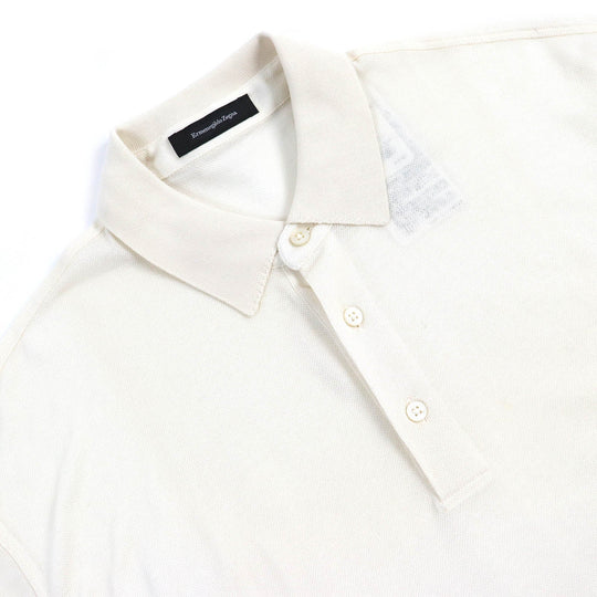 Ermenegildo Zegna Short sleeve polo shirt Main: 100% cotton Ivory mens 56 Used Authentic