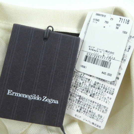 Ermenegildo Zegna Short sleeve polo shirt Main: 100% cotton Ivory mens 56 Used Authentic