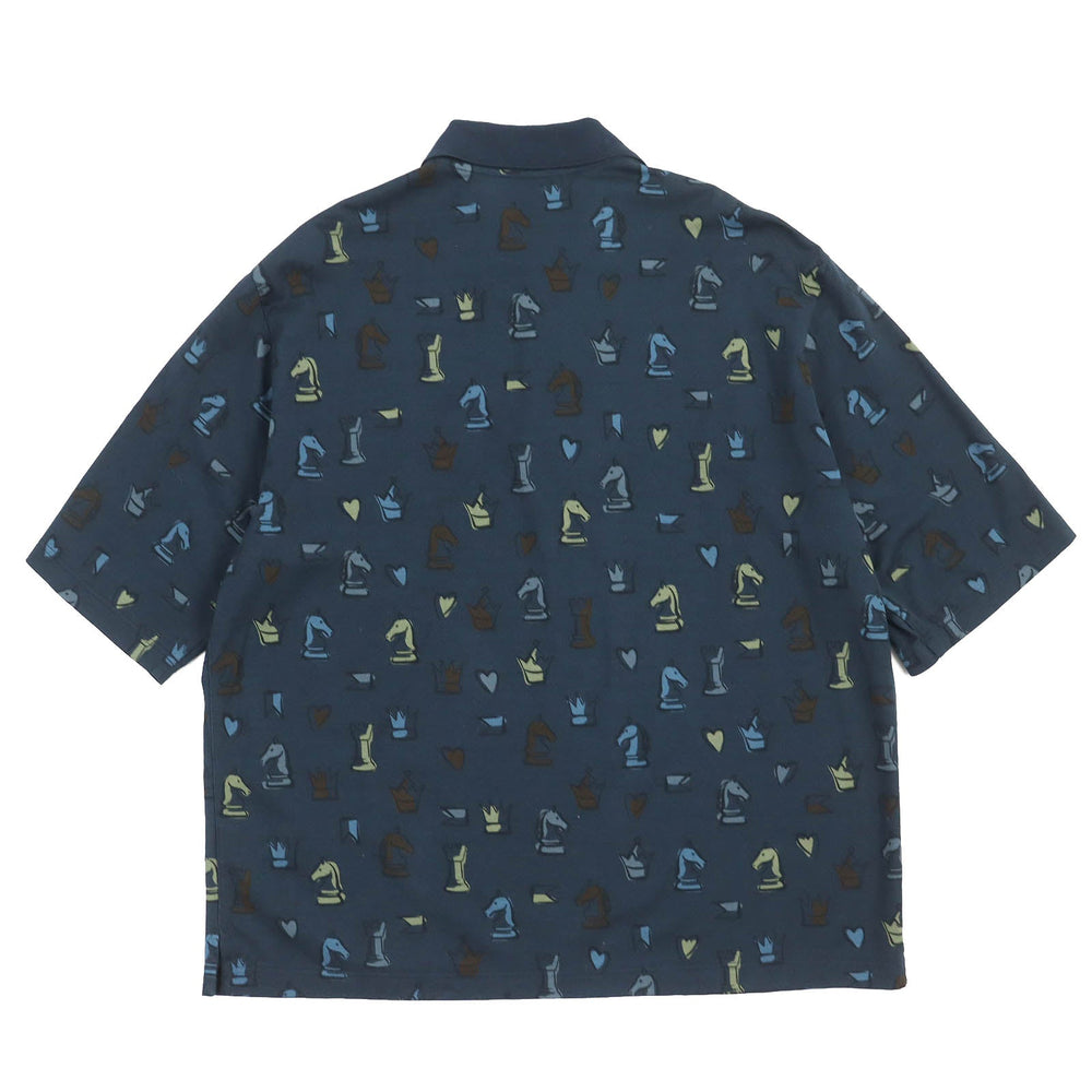 HERMES Short sleeve polo shirt Main: 100% cotton Navy multi-color mens L Used Authentic