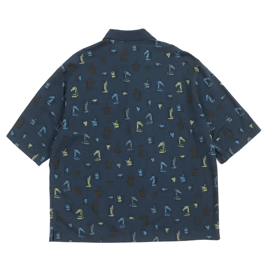 HERMES Short sleeve polo shirt Main: 100% cotton Navy multi-color mens L Used Authentic