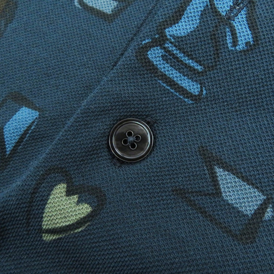 HERMES Short sleeve polo shirt Main: 100% cotton Navy multi-color mens L Used Authentic
