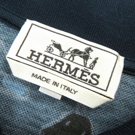 HERMES Short sleeve polo shirt Main: 100% cotton Navy multi-color mens L Used Authentic