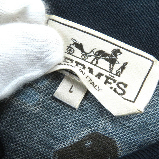 HERMES Short sleeve polo shirt Main: 100% cotton Navy multi-color mens L Used Authentic