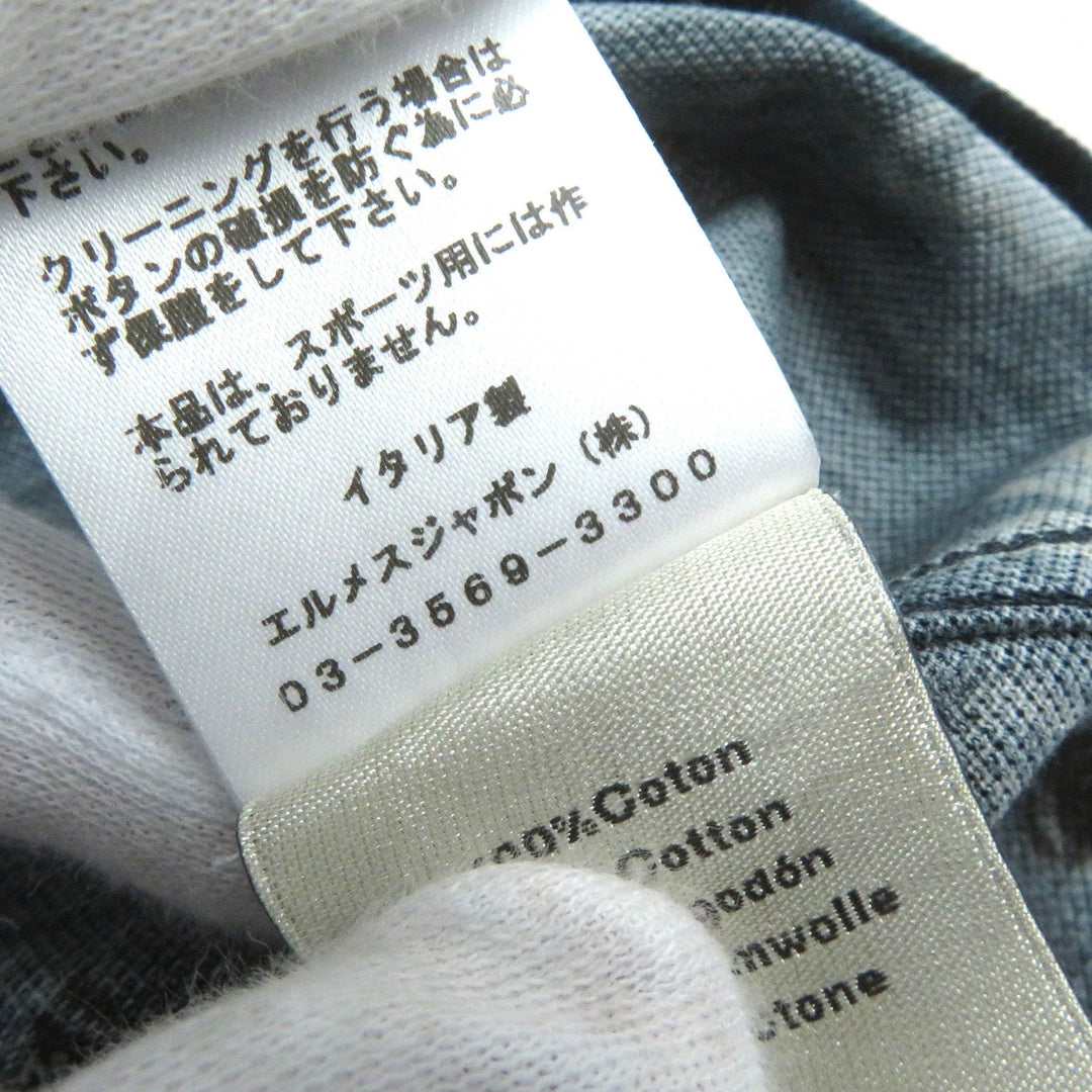 HERMES Short sleeve polo shirt Main: 100% cotton Navy multi-color mens L Used Authentic