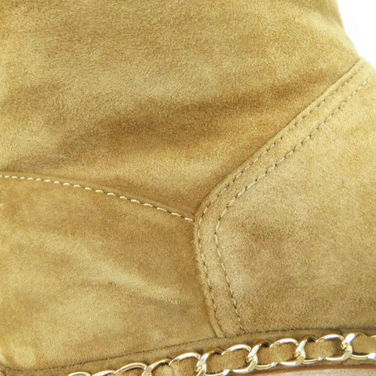 CHANEL short boots 18B G34113 Main: suede leather, Main: mouton Brown black Women 37 Used Authentic