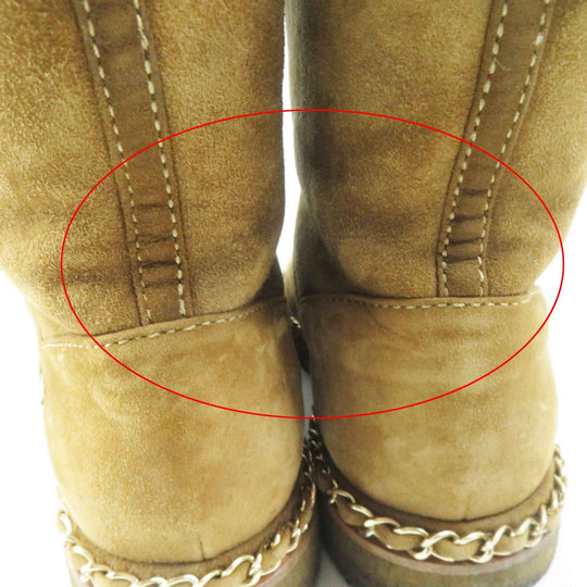 CHANEL short boots 18B G34113 Main: suede leather, Main: mouton Brown black Women 37 Used Authentic