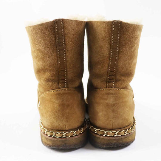 CHANEL short boots 18B G34113 Main: suede leather, Main: mouton Brown black Women 37 Used Authentic