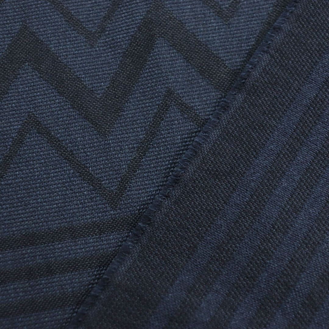 LOUIS VUITTON Scarf M77583 Main: 45% wool, Main: 35% cotton, Main: 20% silk Navy Etoile LV Zigzag mens Used Authentic