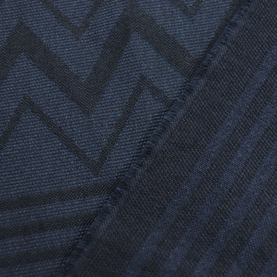 LOUIS VUITTON Scarf M77583 Main: 45% wool, Main: 35% cotton, Main: 20% silk Navy Etoile LV Zigzag mens Used Authentic