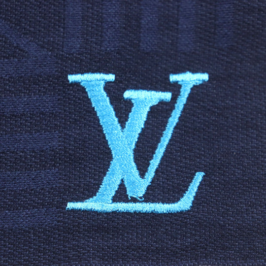 LOUIS VUITTON Scarf M77583 Main: 45% wool, Main: 35% cotton, Main: 20% silk Navy Etoile LV Zigzag mens Used Authentic