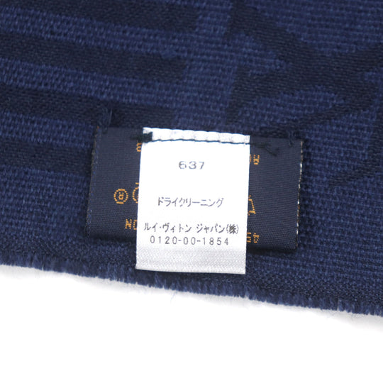 LOUIS VUITTON Scarf M77583 Main: 45% wool, Main: 35% cotton, Main: 20% silk Navy Etoile LV Zigzag mens Used Authentic