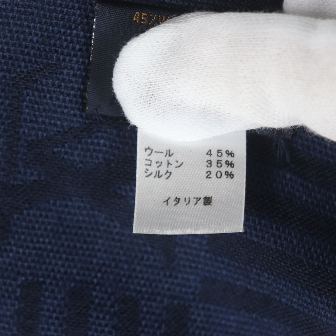 LOUIS VUITTON Scarf M77583 Main: 45% wool, Main: 35% cotton, Main: 20% silk Navy Etoile LV Zigzag mens Used Authentic