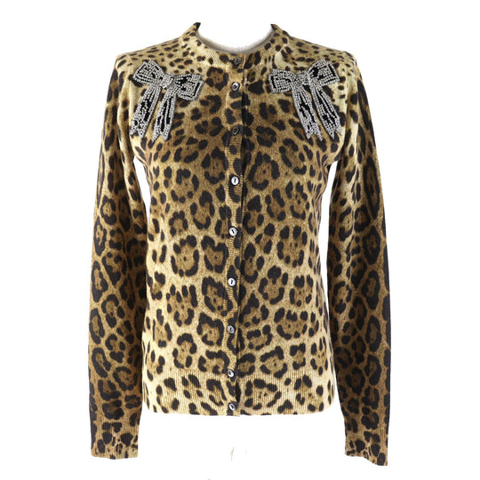 DOLCE&GABBANA cardigan Main: 100% cashmere, part: 80% glass, part: 10% polyester, part: 10% silk Brown type Women 36 Used Authentic