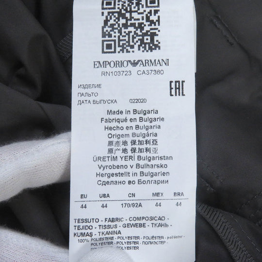 EMPORIO ARMANI trench coat Main: 100% polyester charcoal mens 44 Used Authentic