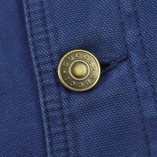 GUCCI Blouson 709636 XDB39 cotton blue Padded jacket Corduroy collar, GG check pattern on the back 48