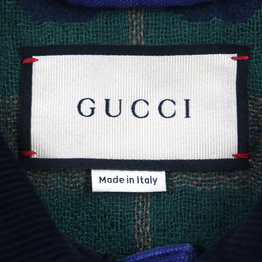 GUCCI Blouson 709636 XDB39 cotton blue Padded jacket Corduroy collar, GG check pattern on the back 48