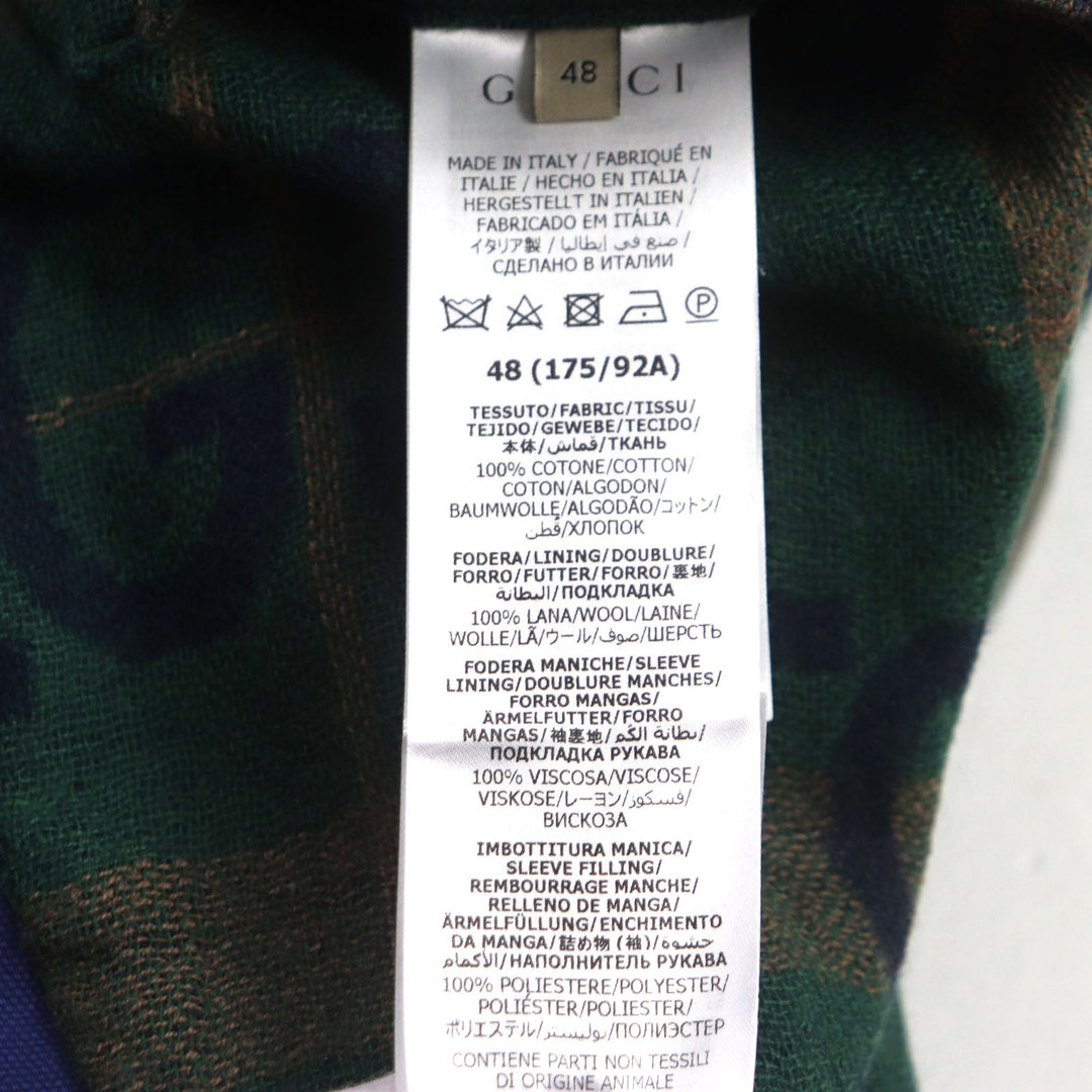 GUCCI Blouson 709636 XDB39 cotton blue Padded jacket Corduroy collar, GG check pattern on the back 48