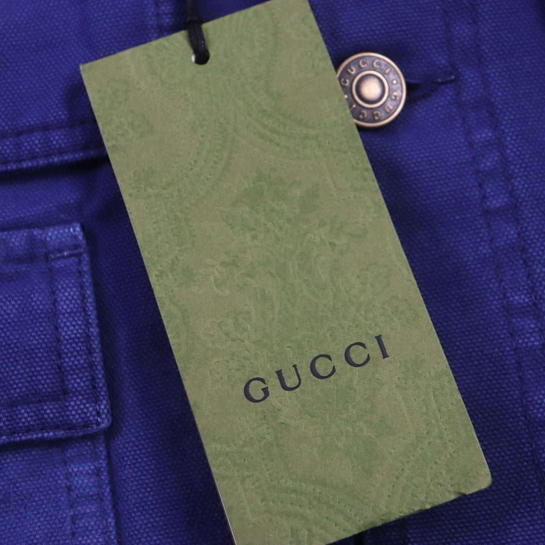 GUCCI Blouson 709636 XDB39 cotton blue Padded jacket Corduroy collar, GG check pattern on the back 48
