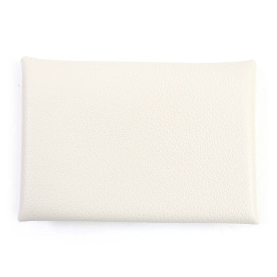 HERMES Coin case Main: Evercolor white Calvi duo mens(Unisex) Used Authentic
