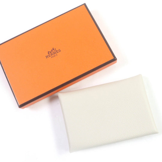 HERMES Coin case Main: Evercolor white Calvi duo mens(Unisex) Used Authentic