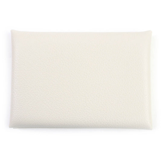 HERMES Coin case Main: Evercolor white Calvi duo mens(Unisex) Used Authentic