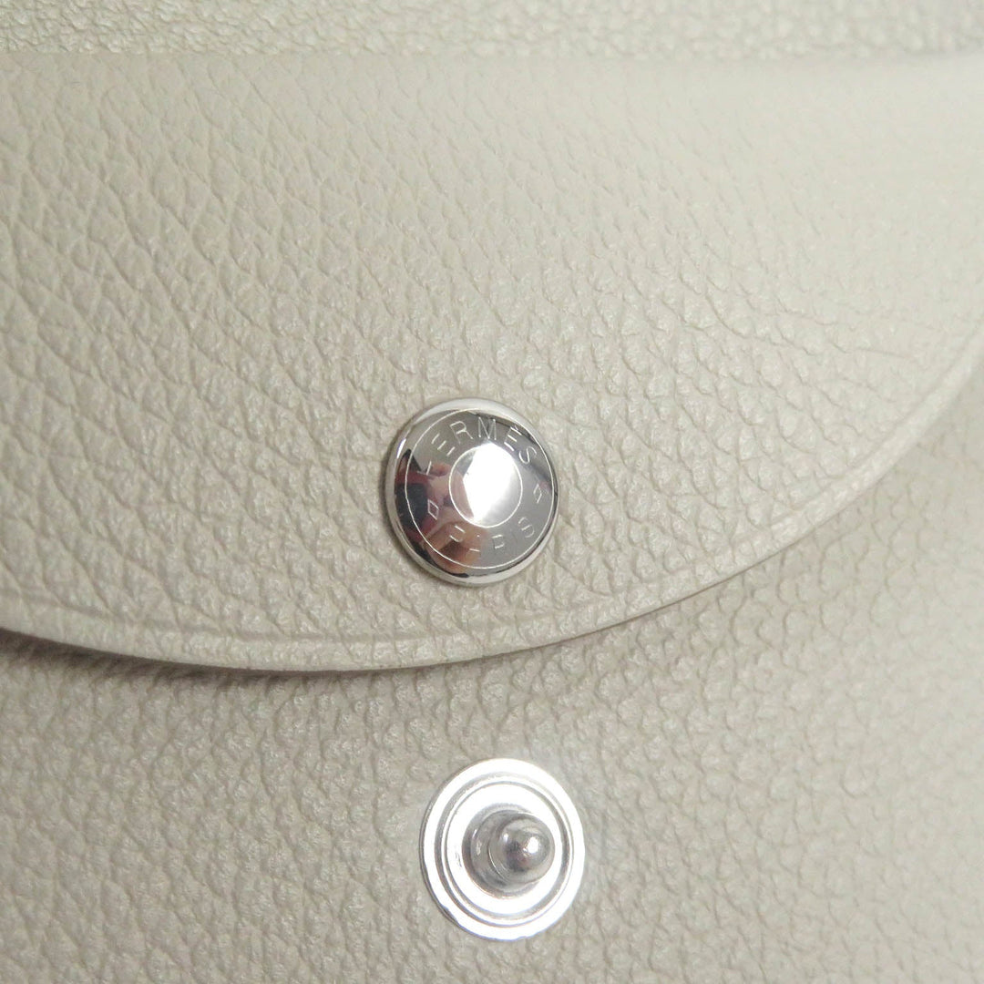 HERMES Coin case Main: Evercolor white Calvi duo mens(Unisex) Used Authentic