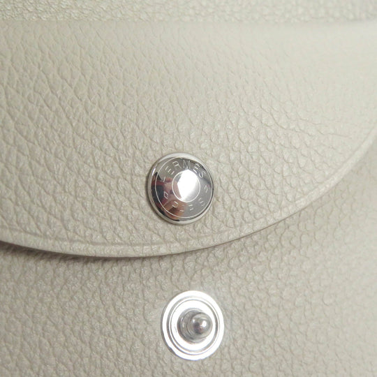 HERMES Coin case Main: Evercolor white Calvi duo mens(Unisex) Used Authentic